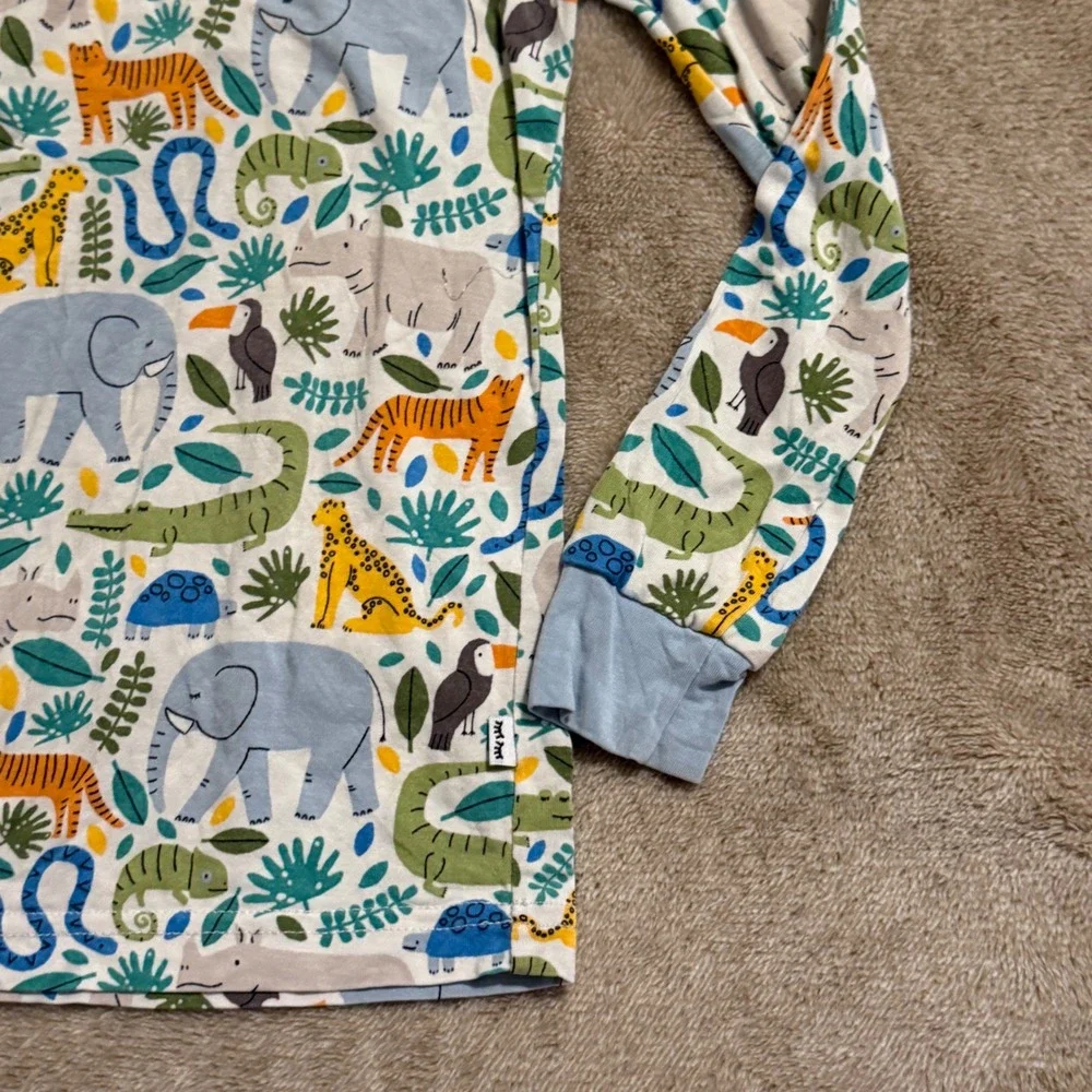 Little Sleepies Safari Bamboo Viscose Pajama Set 3T Blue Jungle Animal Print